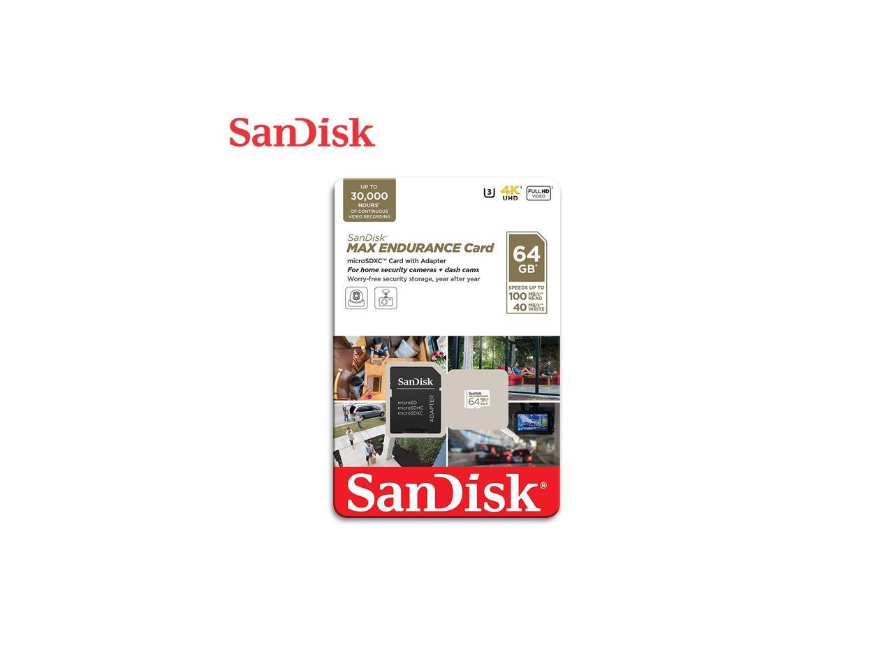 SanDisk 64GB MAX ENDURANCE microSDXC, U3, V30, Memory Card with Adapter for Home