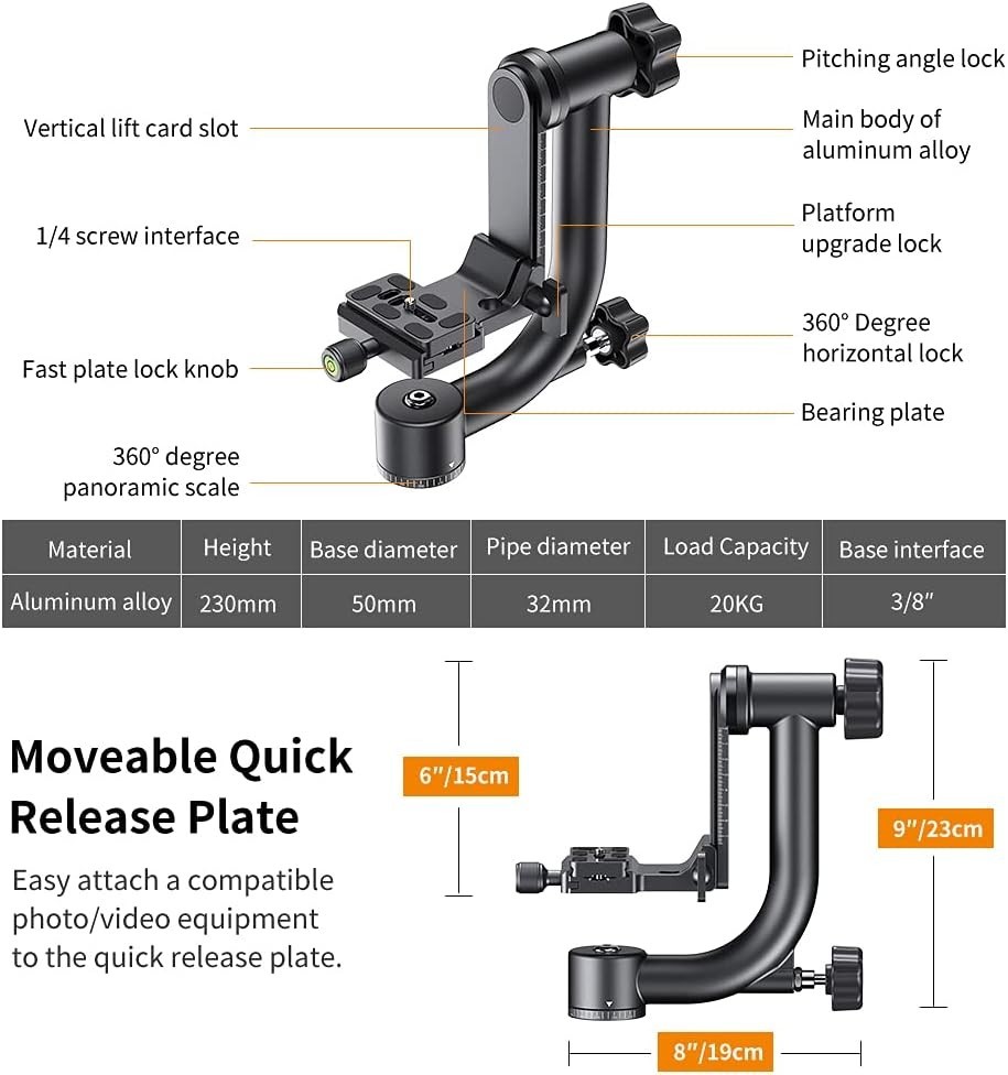 Quick Release Plate Panoramic Tripod Head – Bubble Level