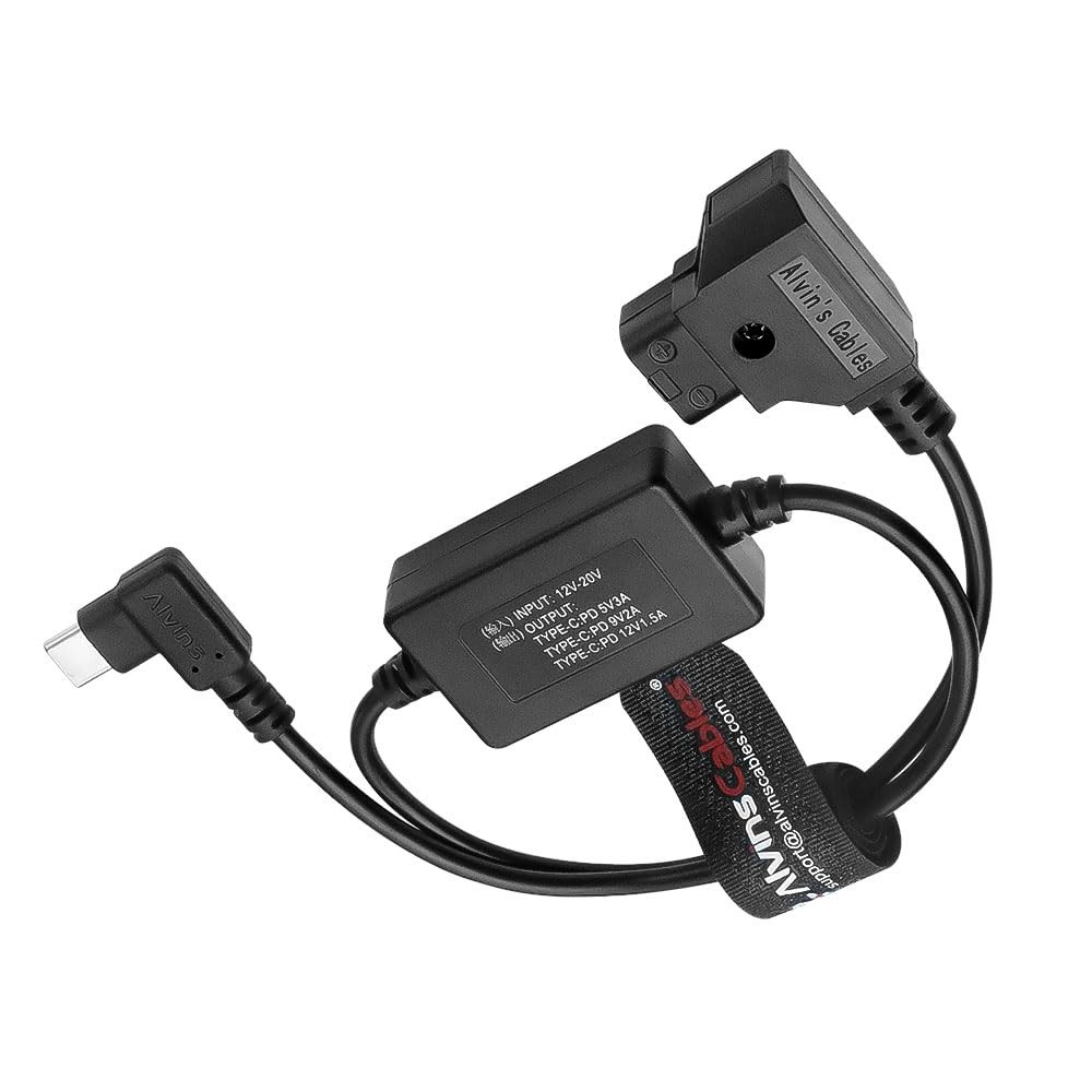 D-Tap to USB-C Power Cable for Canon Sony Nikon Right Angle Type-c PD 45cm 18in