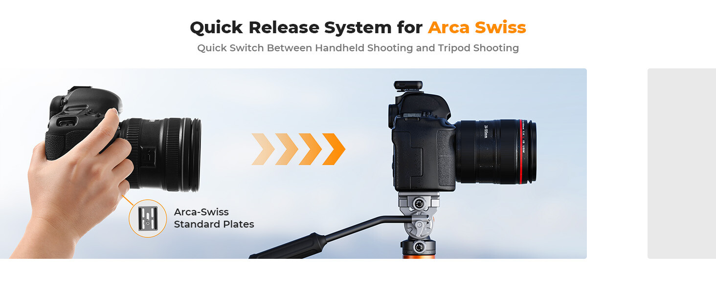 K&F Concept Video Fluid Head Tripod Head Pan Tilt w/Acra Quick Release Plate
