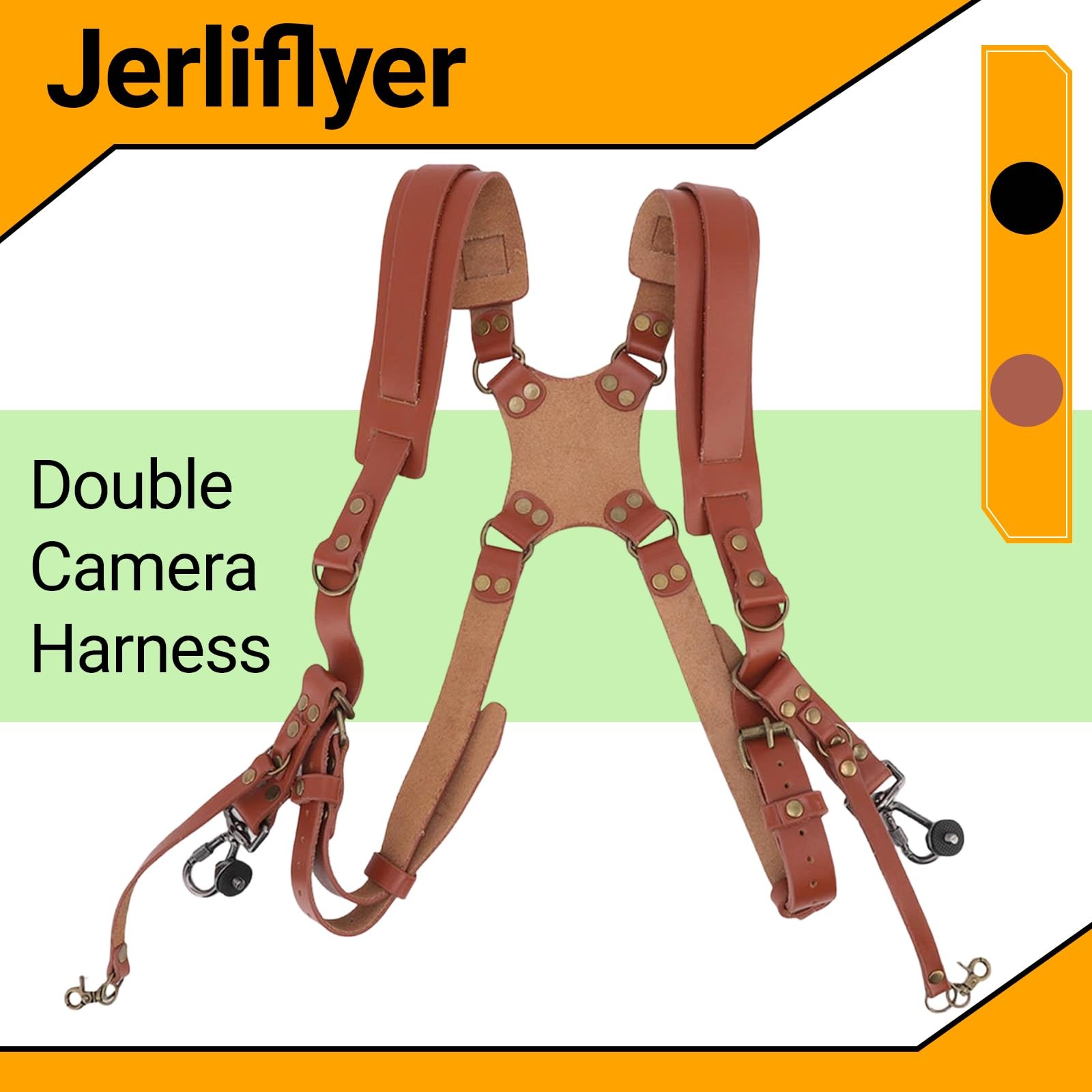 Jerliflyer Double Camera Harness, Quick Release Adjustable Leather Camera Har…