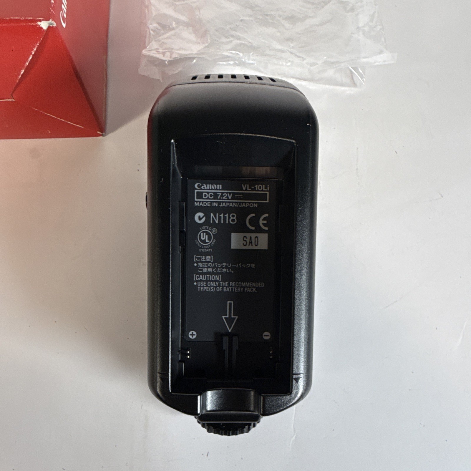 Canon VL-10Li On-Camera Video Light Hot Shoe Halogen Battery Powered Black