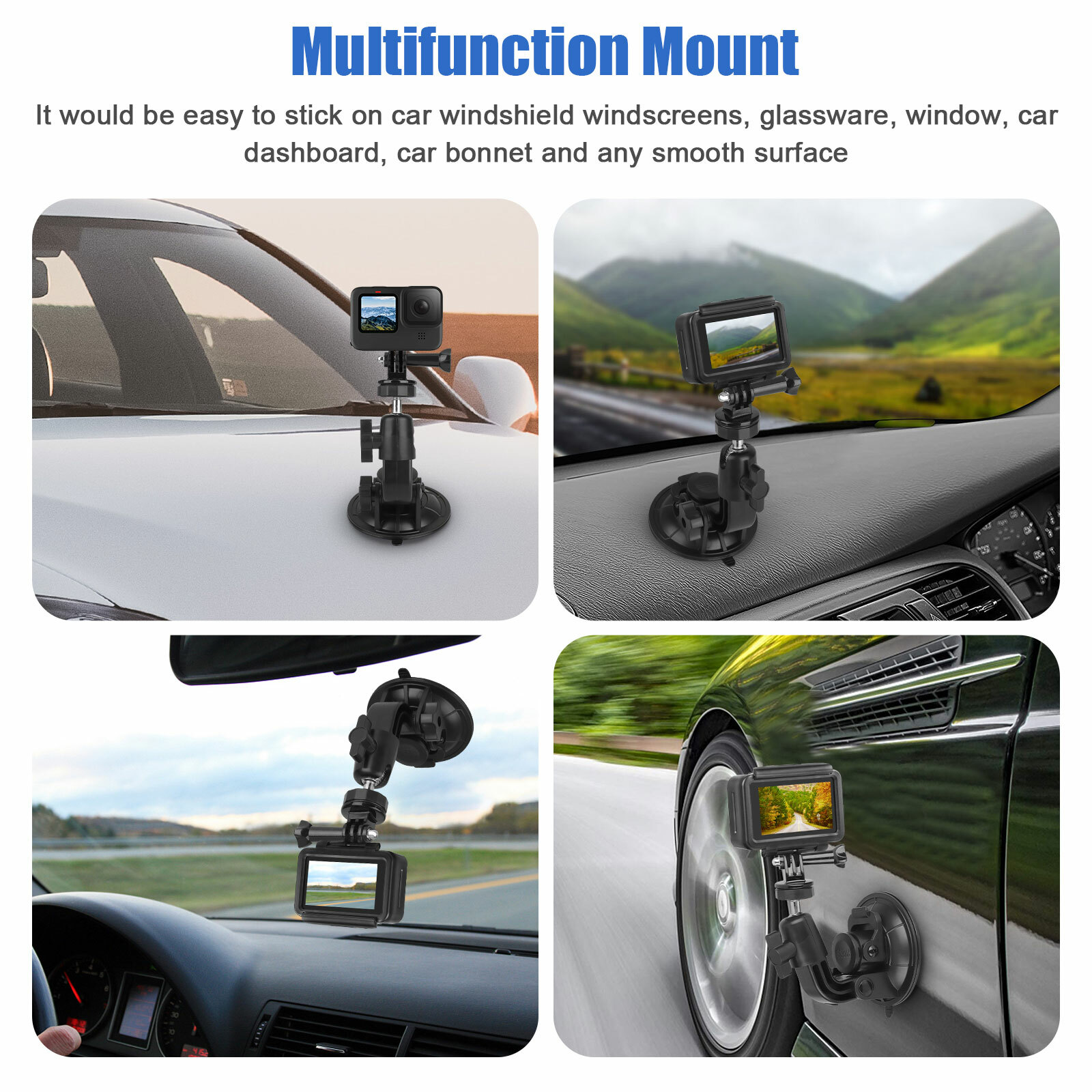 Car Window Holder Suction Cup Mount Windshield for GoPro Hero DSLR Nikon Camera