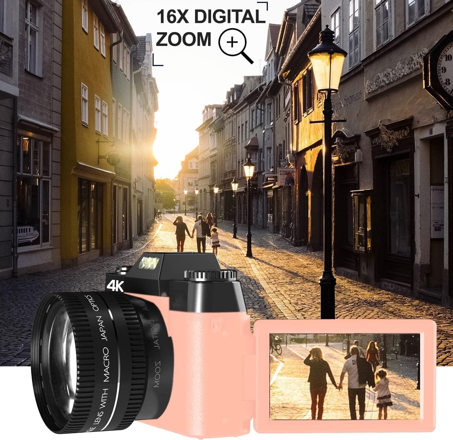 Digital Camera 4k 64MP 16X 3.0″ Content Creator Kit W/64GB TF Microphone YouTube