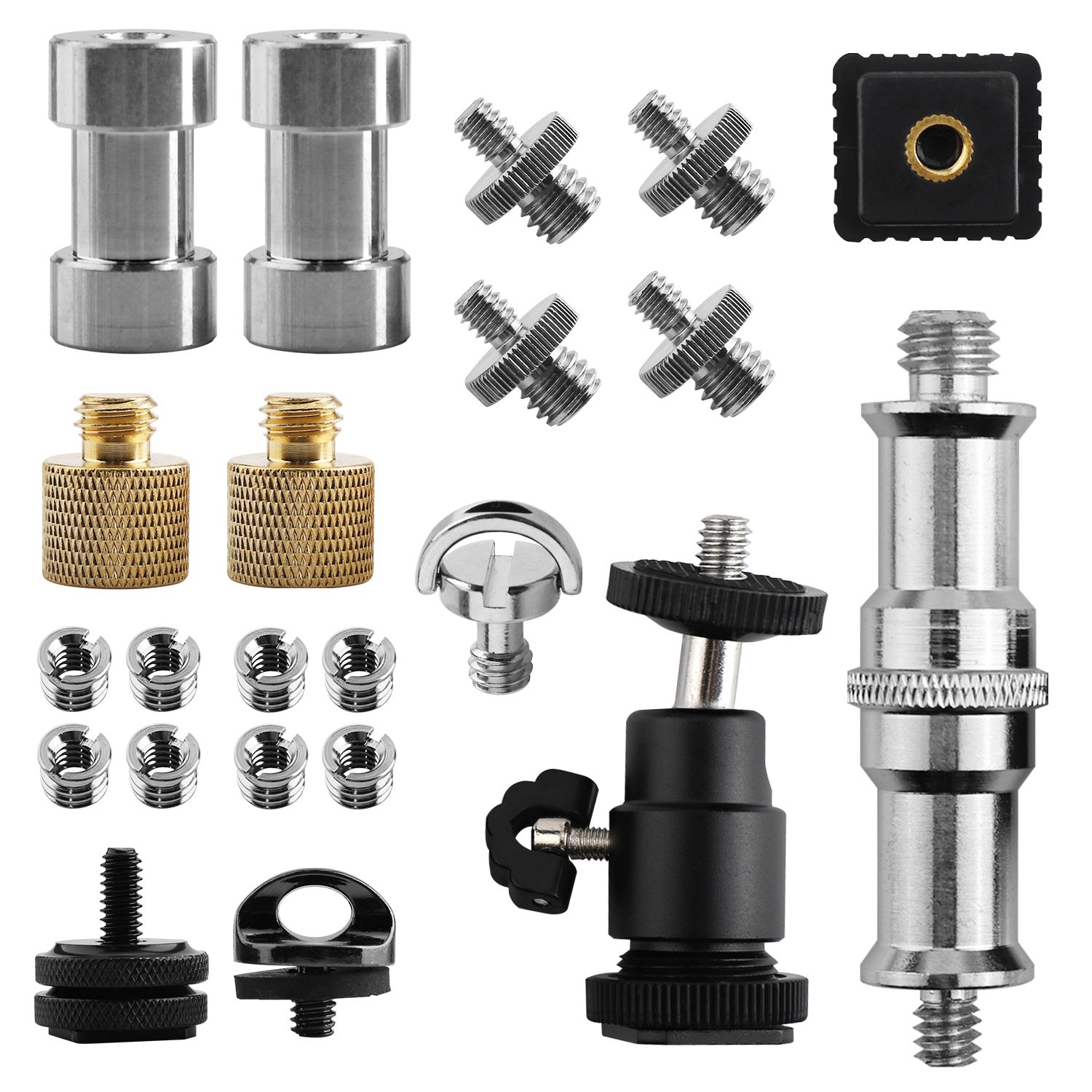 22Pcs Camera Screw Adapter Kit, 1/4″ & 3/8″ Converter for Tripod Ball Head Mount