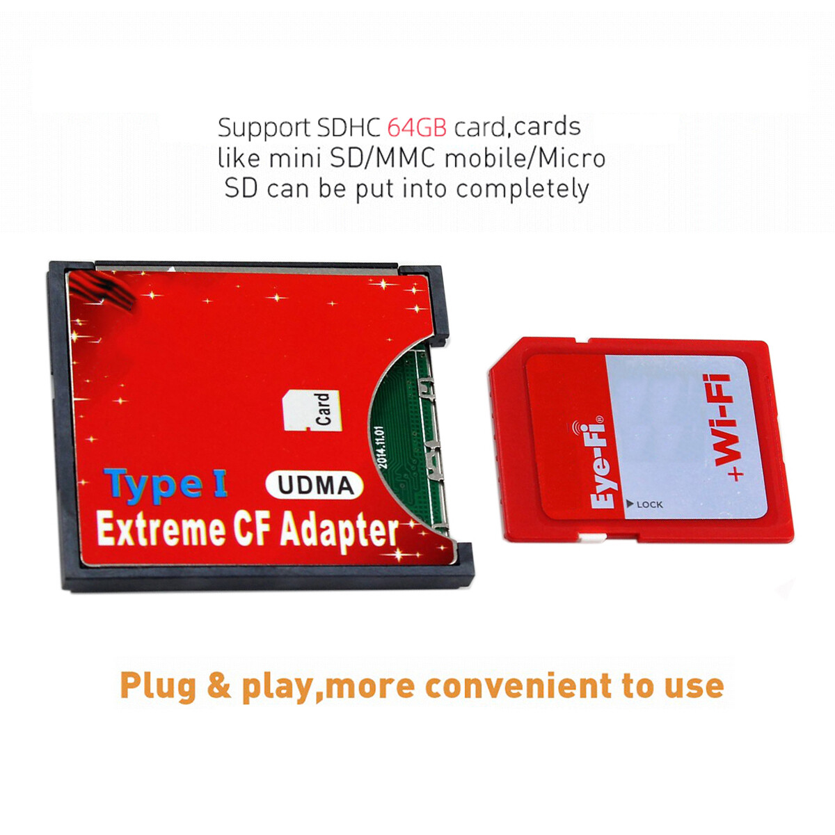 NFHK SD SDHC to High-Speed Extreme Compact CF Type I Adapter For 16/32/64/128GB