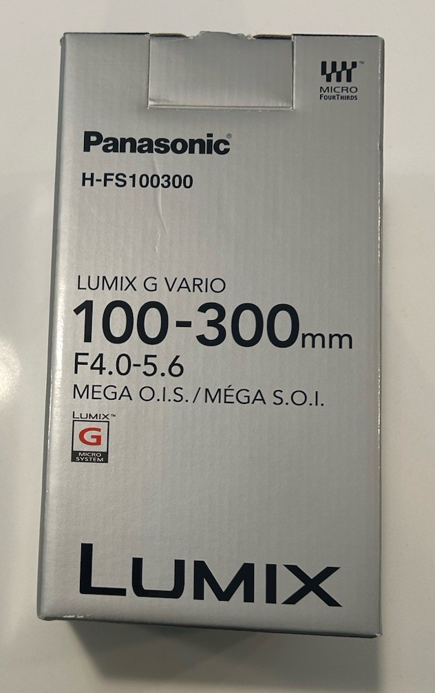 Panasonic Lumix G Vario 100-300mm f/4.0-5.6 Mega O.I.S Lens + Box/Case/Caps/Hood