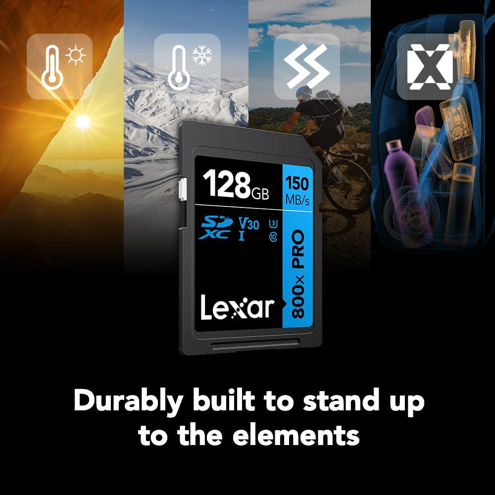128GB (2-Pack) High-Performance 800X PRO SD Card, UHS-I, C10, U3, V30, 4K, up to