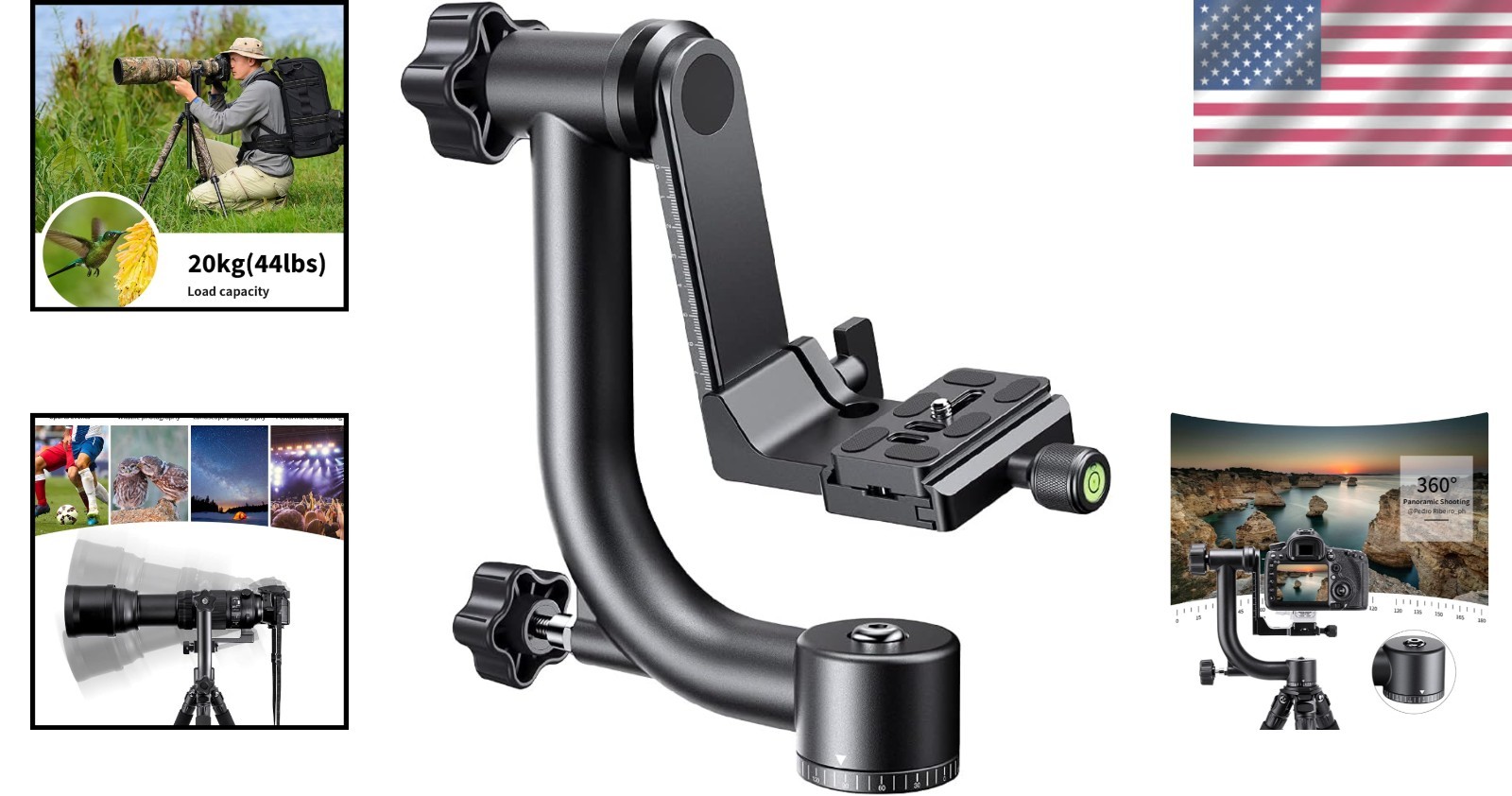 Quick Release Plate Panoramic Tripod Head – Bubble Level