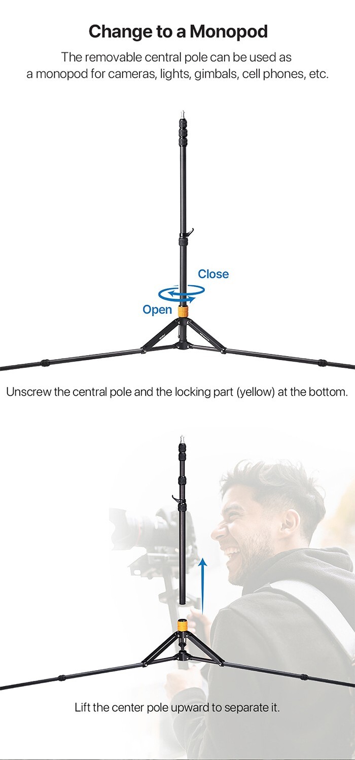 SMDV Carbon Fiber Light Stand C-10/M.300cm Portable Outdoor Travel Camera Tripod