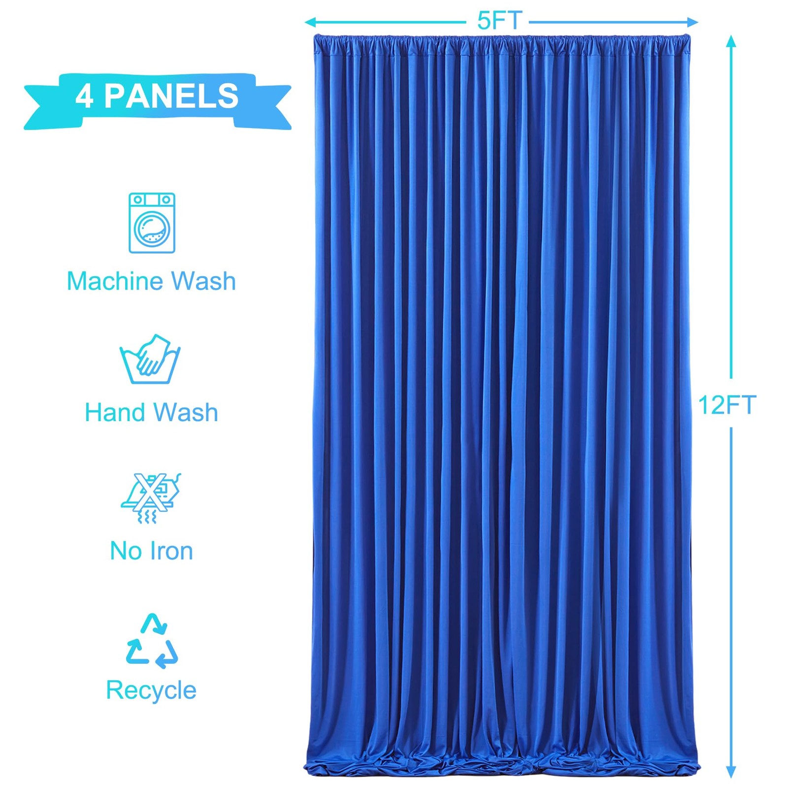20ft x 12ft Royal Blue Backdrop Curtains Wrinkle Free Backdrop Curtain for We…