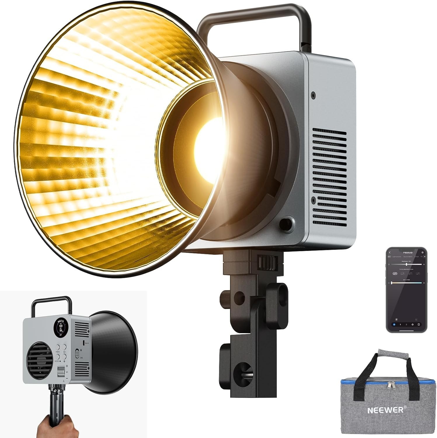 NEEWER HB80B 80W LED Video Light with 72Wh Battery & 100W PD Adapter, CRI95+
