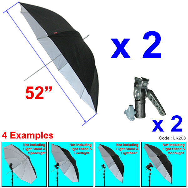 Linco 52″ Black&White Studio Lighting Bracket Photo Umbrella Kit Studio Lighting