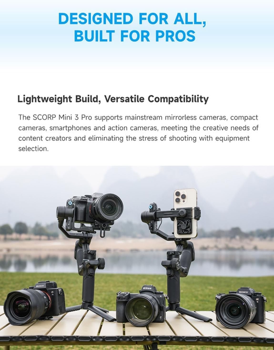 Feiyu SCORP Mini 3 Pro All-in-One Gimbal Stabilizer, AI Tracking Remote Handle