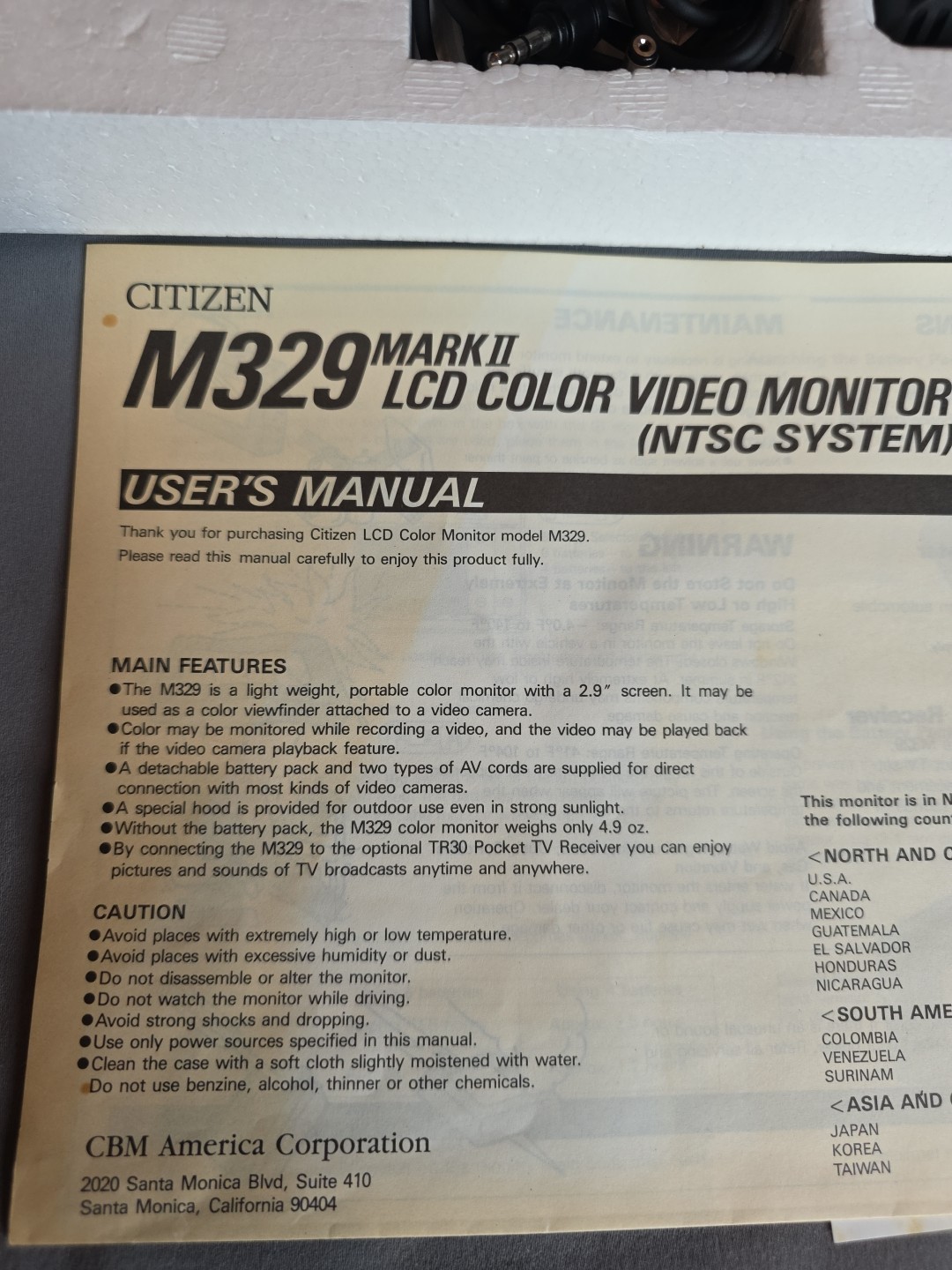Vintage Citizen M329 Mark II 2.9″ LCD NTSC System Color Monitor — Unused