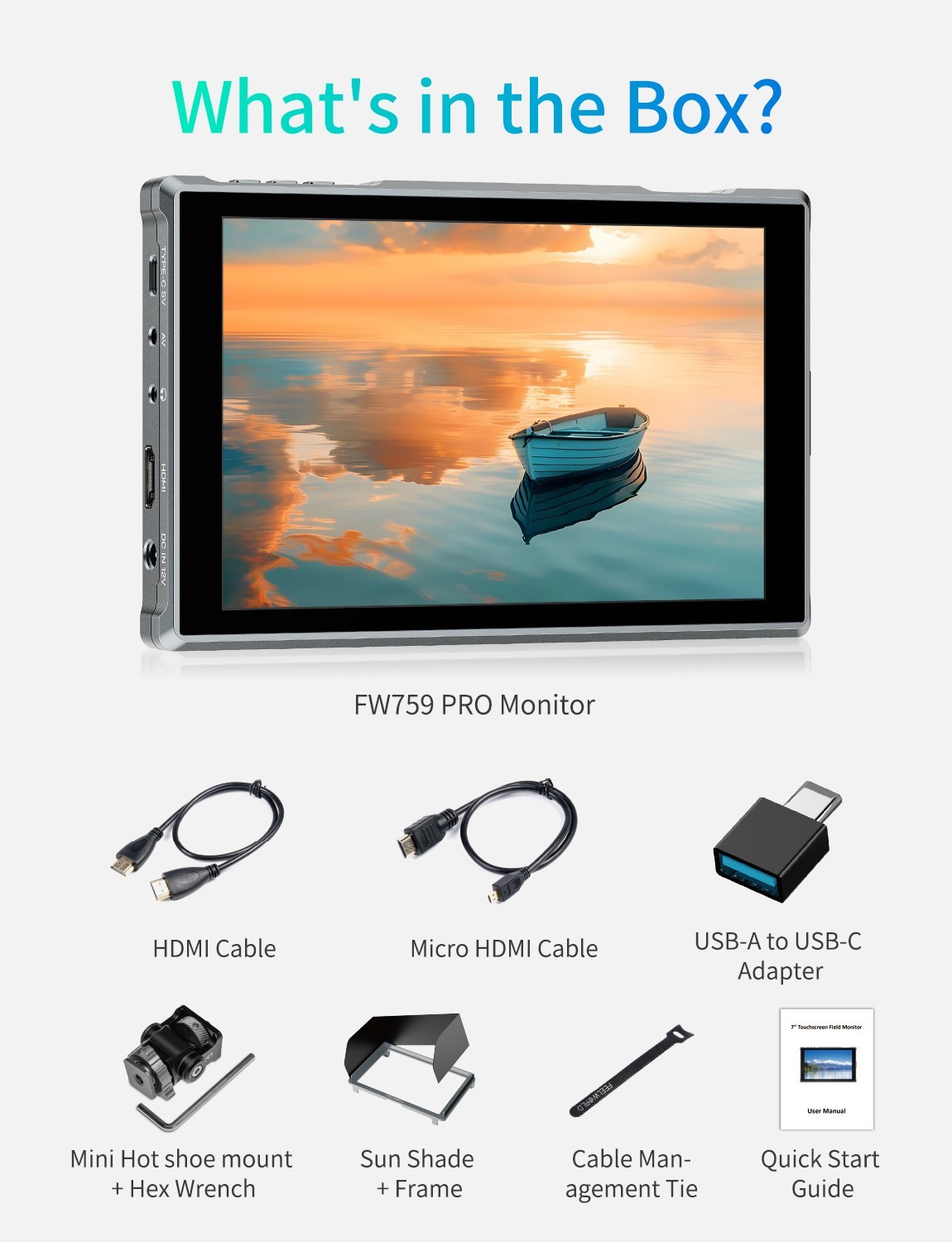 FEELWORLD F5 PRO V4 6 inch DSLR Camera Field Monitor Touch Screen 4K HDMI Type C