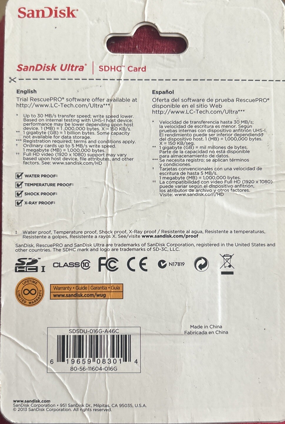 (New & Unopened) SanDisk 16GB Ultra SDHC UHS-I Memory Card Class 10 80MB/s