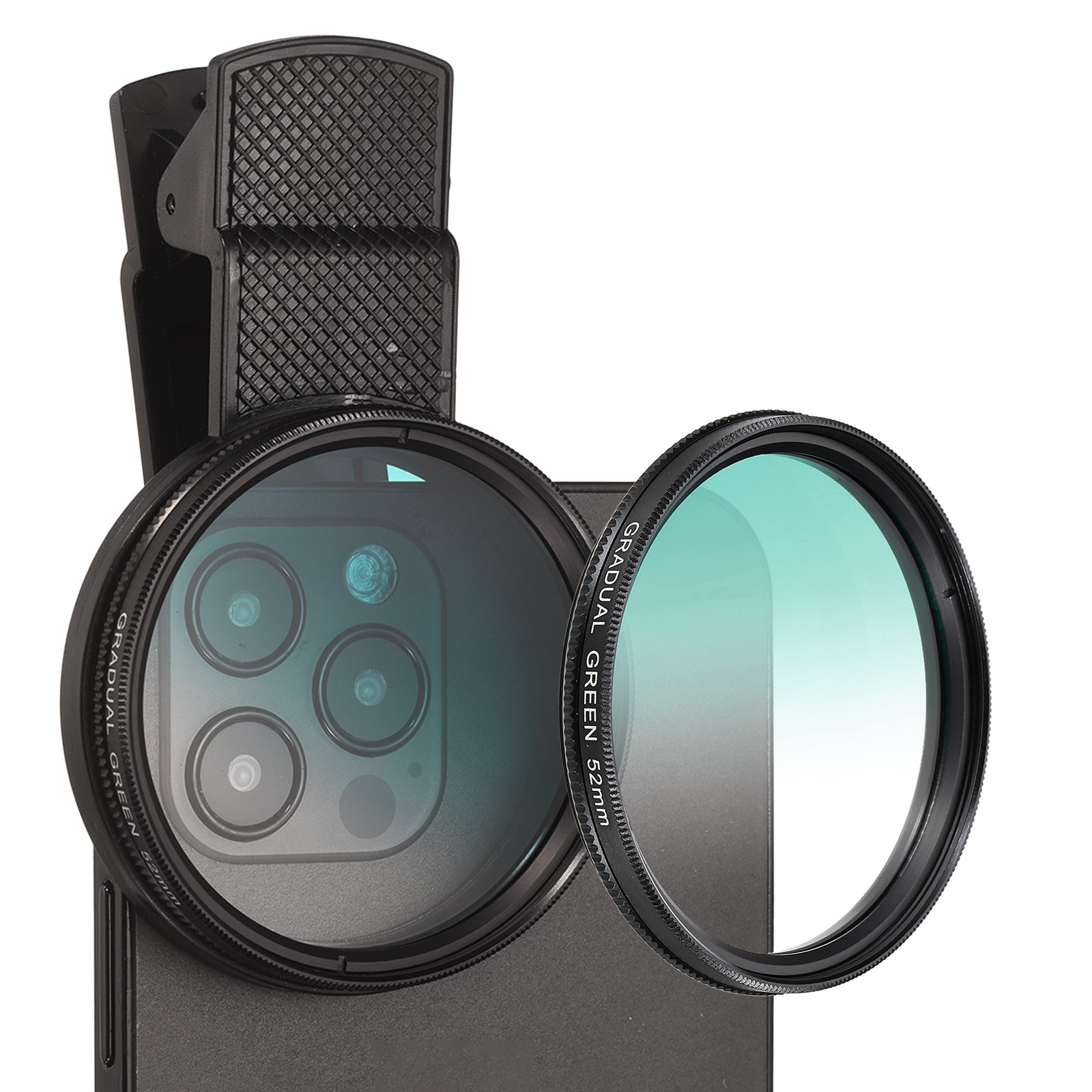 52mm Phone Camera Lens, Clip-On Graduated Color Filter, Green