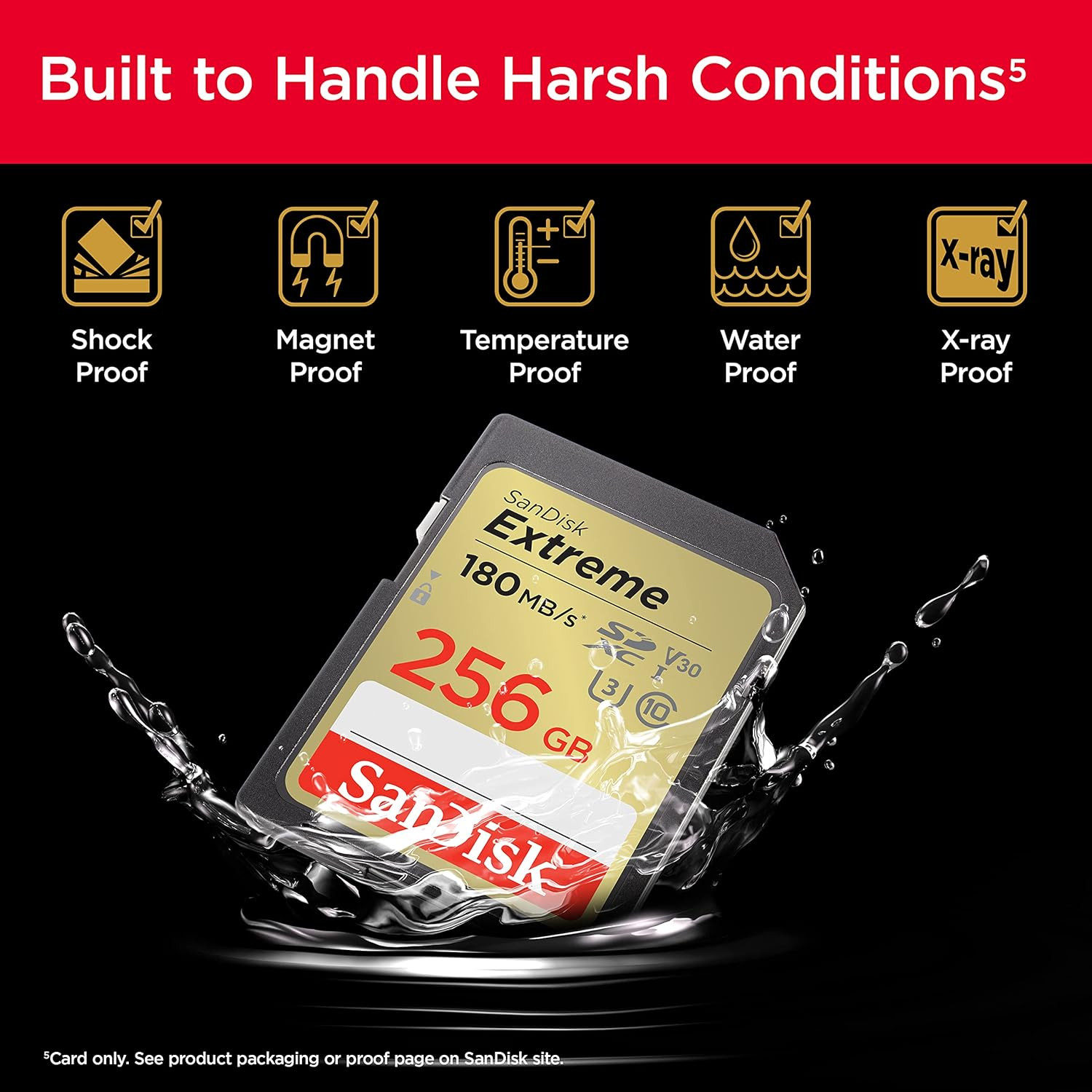 SANDISK 256GB Extreme SDXC UHS-I Memory Card – C10, U3, V30, 4K, UHD, SD Card –