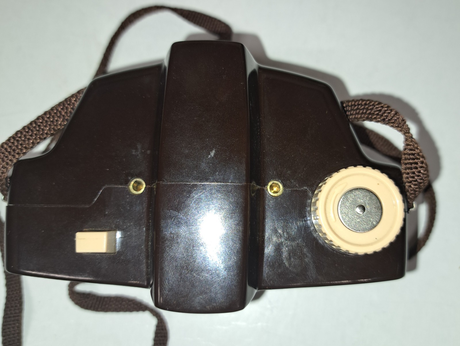 Vtg 1950s Sawyers Nomad 127 Film Camera Brown Bakelite w/ Flash & Case Untested