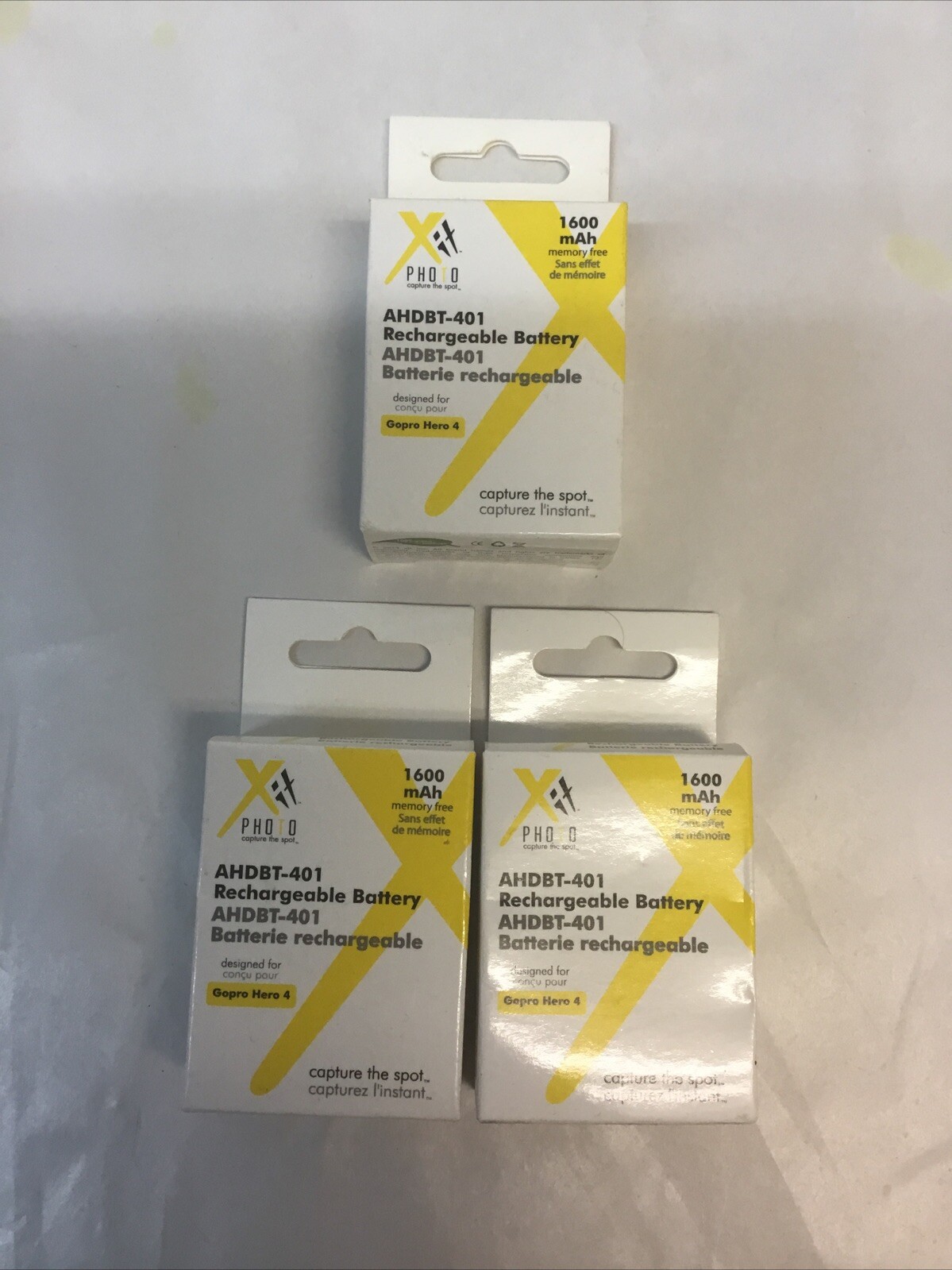 3pk BUNDLE Rechargeable AHDBT-401 GoPro Hero4 Replacement Backup 1600mAh Battery