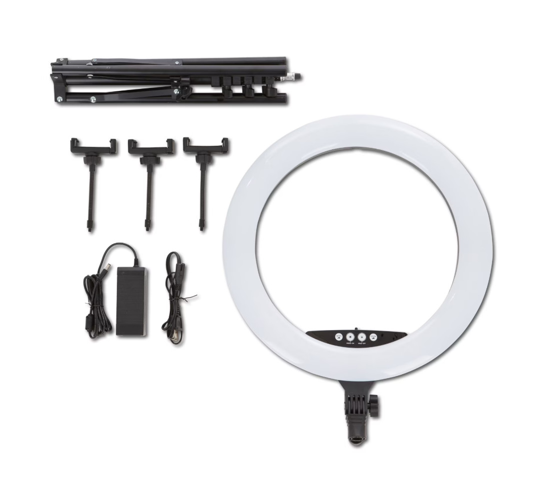 Vivitar 18″ LED RGB Ring Light with Tripod, Phone Holder USB Charging Ports, and