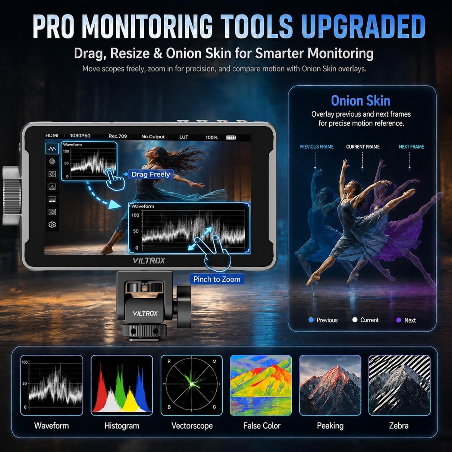 Viltrox DC-550 Pro II 5.5 inch 1400Nit Camera Field Monitor Touch Screen 4K HDMI