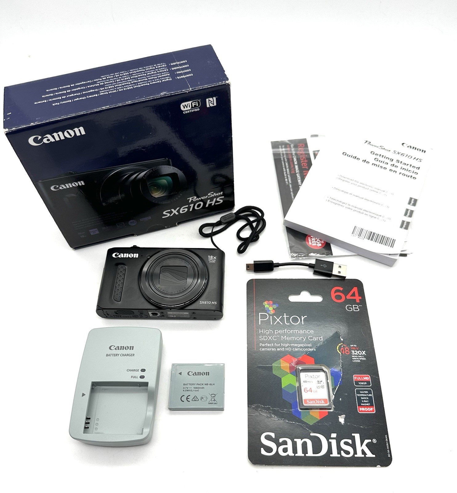 Canon PowerShot SX610 HS Black Digital Camera 20.2MP 18x Zoom Wi-Fi – USED ONCE