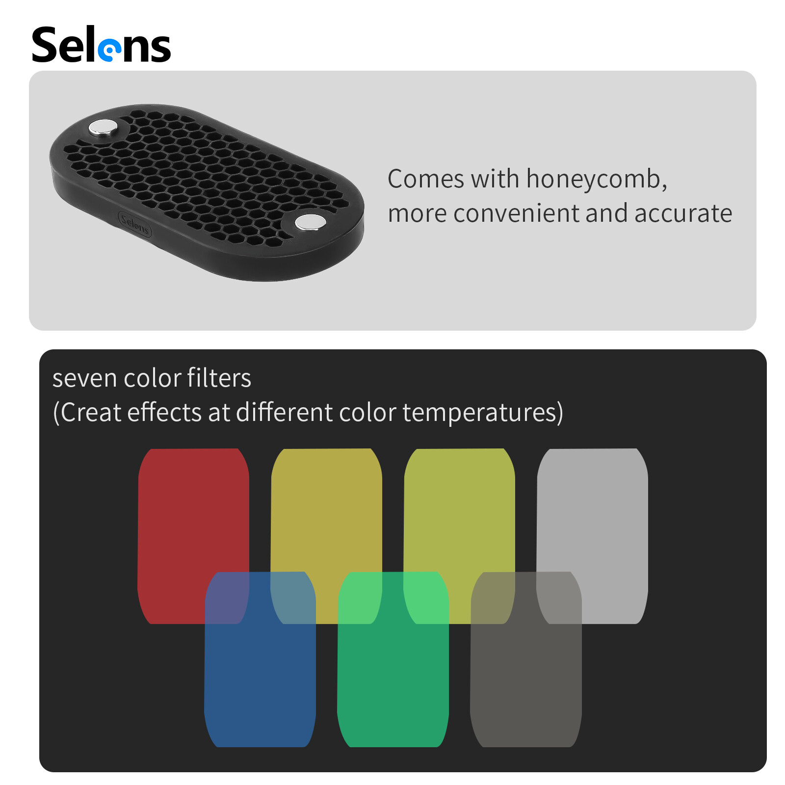 Selens Magnetic Flash Modifier Honeycomb Grid Color Grip Gels Filter Photography
