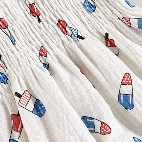 4th of July Newborn Baby Girl Outfit Amerian Flag Boho 3-6 Months Off-white