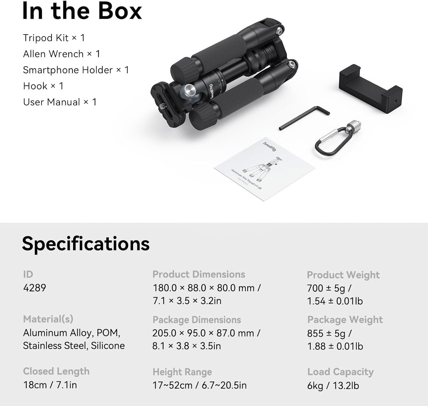 SmallRig RF 05B Portable LED Photography Flashlight Desktop tripod Macro Kit