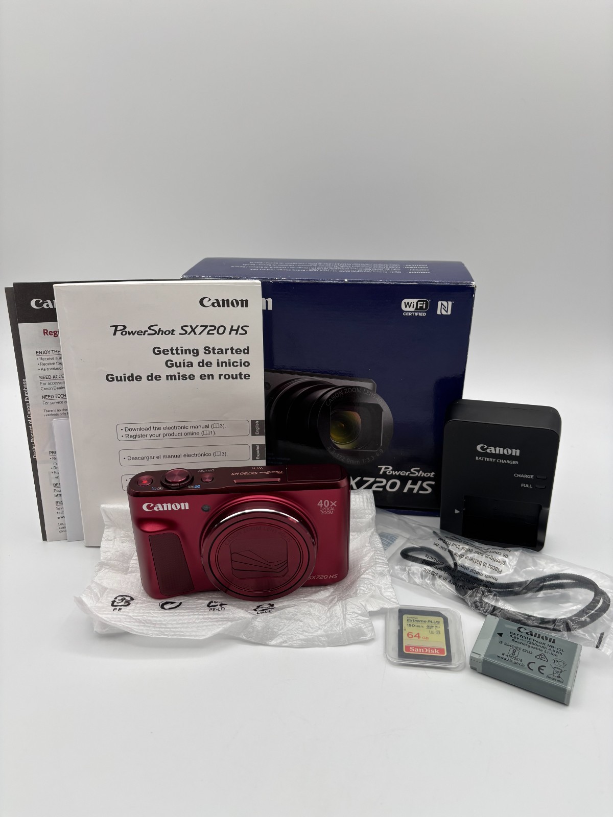 Canon PowerShot SX720 HS 20.3MP Compact Digital Camera Red Bundle MINT
