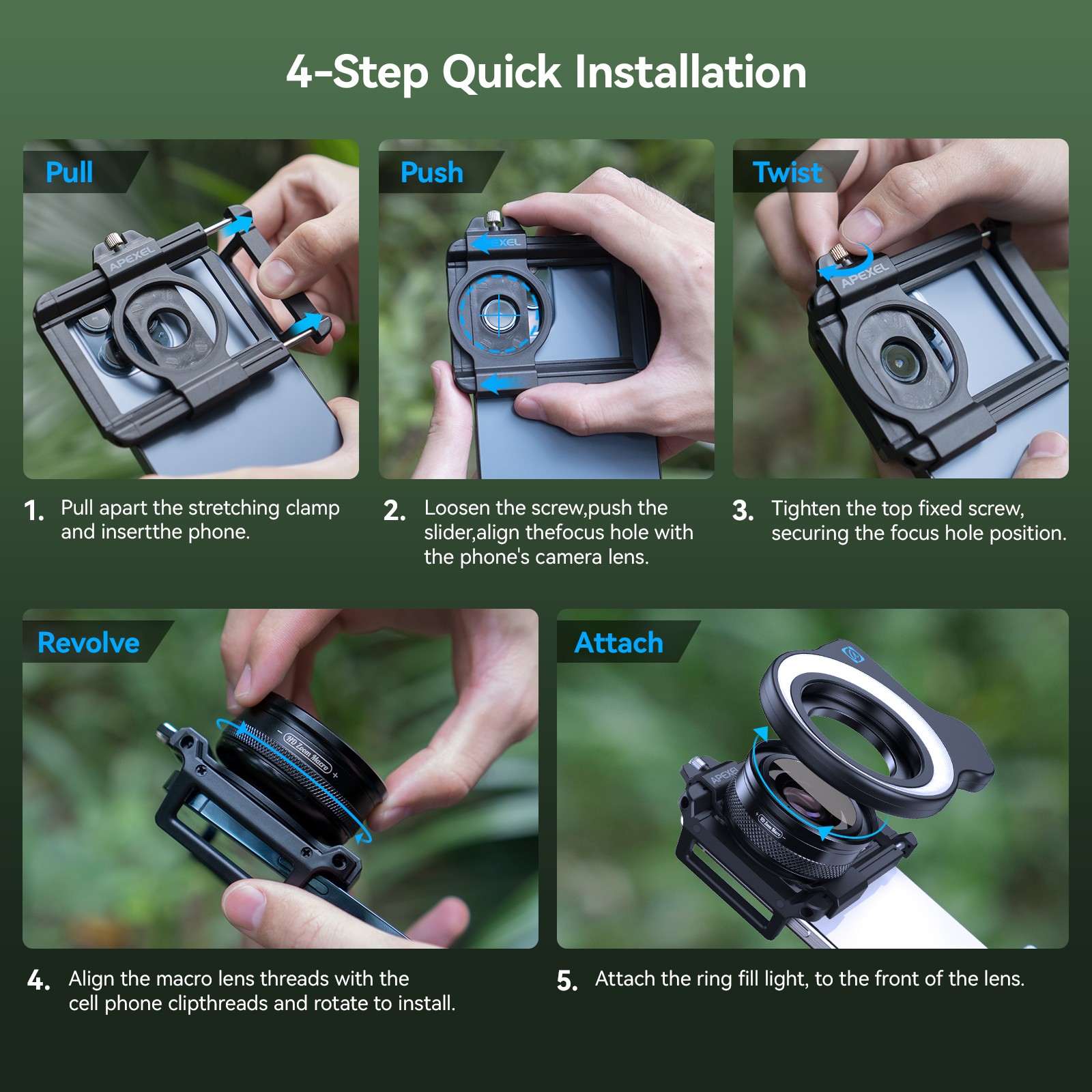 APEXEL 10-20X Macro Lens for iPhone & Android Phones HD Macro Photography Lens