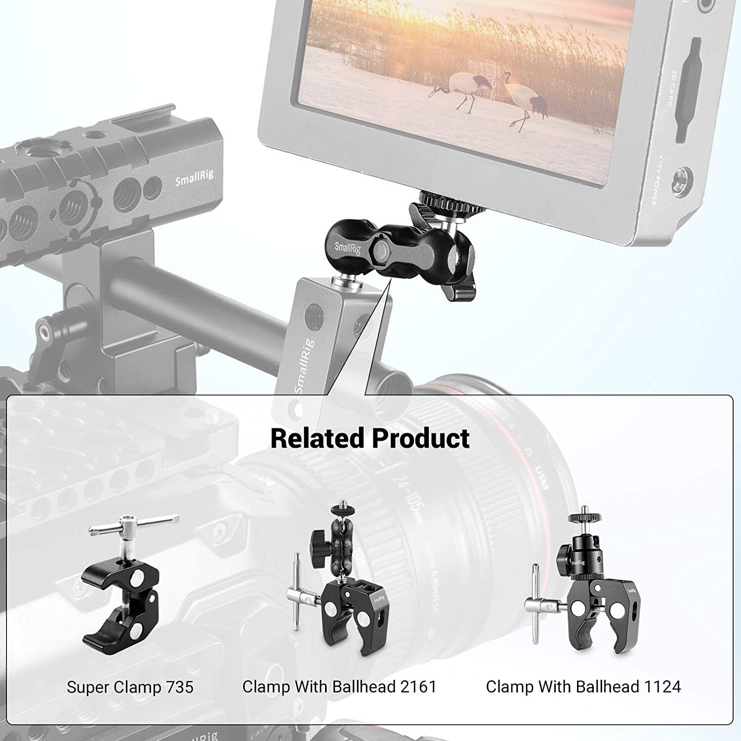SmallRig 2158 2PCS Universal Magic Arms with Small Ballhead for Monitor