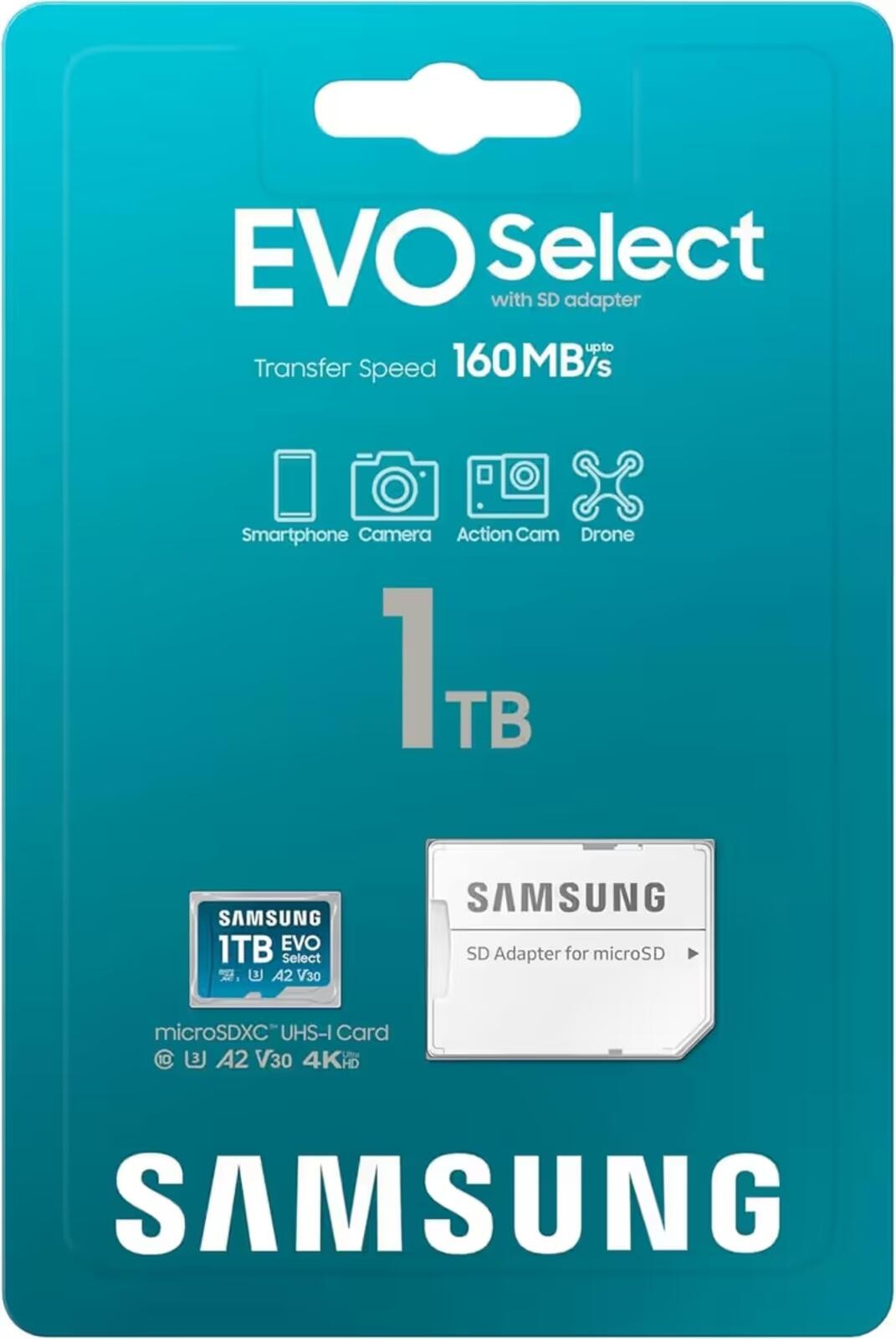 Samsung EVO Select microSD 1TB, MSRP $120