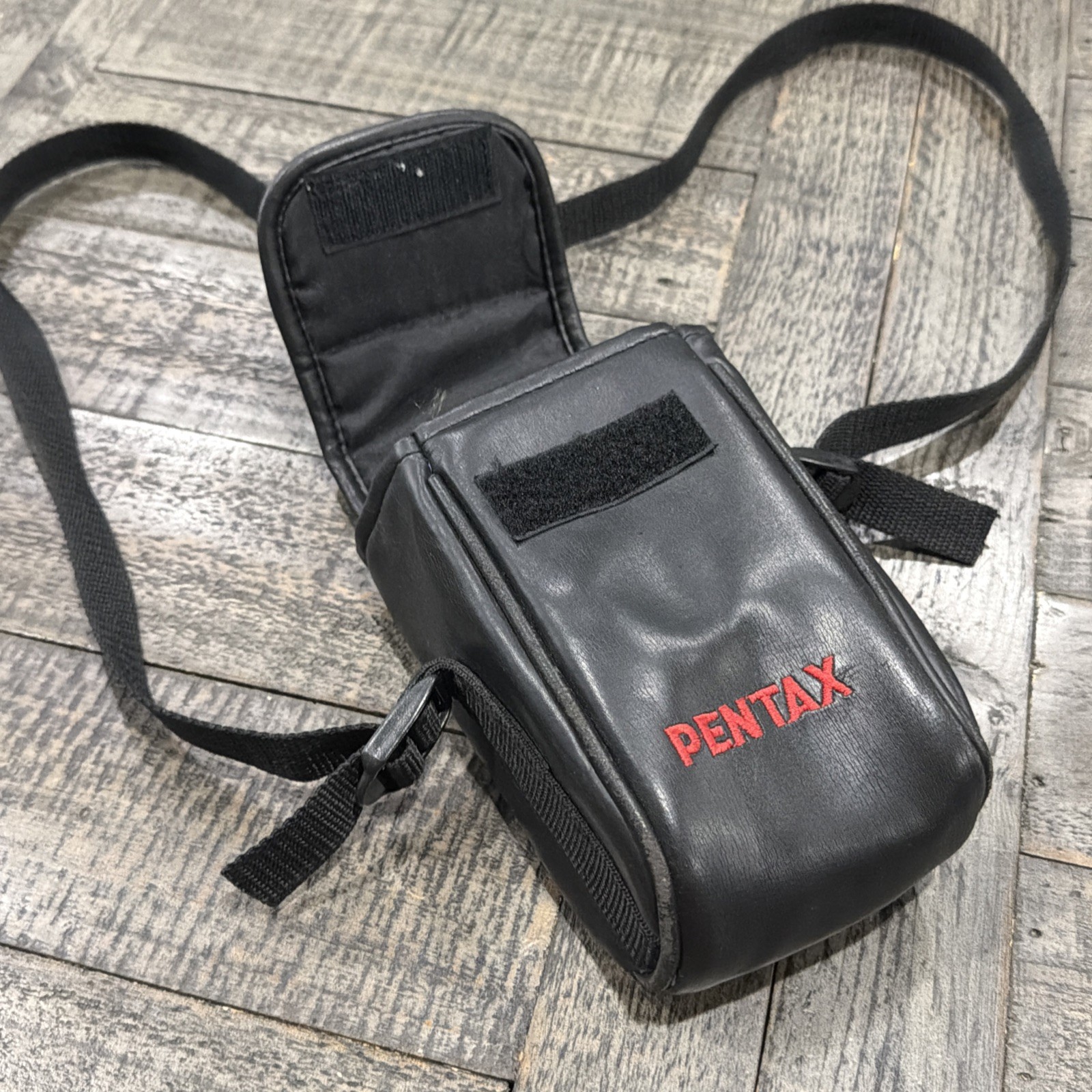 Pentax Leather Camera Case Carry Shoulder Bag Embroidered Logo Black photograph