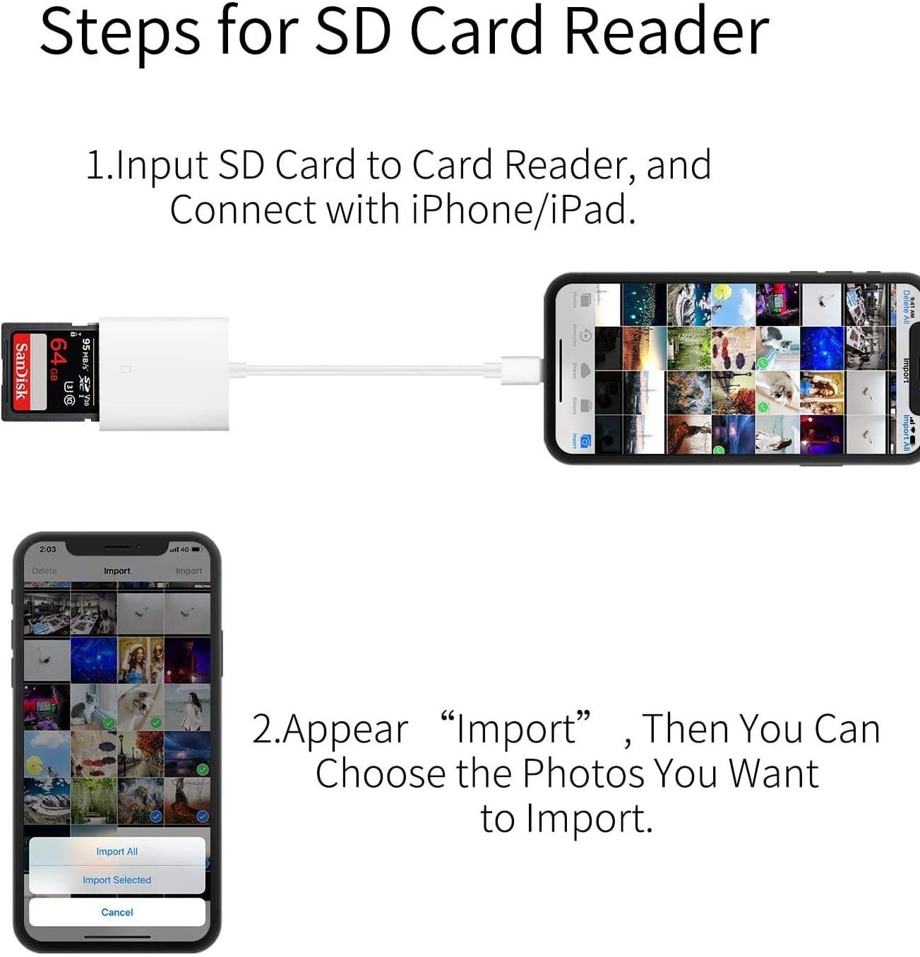 Apple MFi Certified Lightning to SD Card Camera Reader for iPhone iPad, FUHAYA