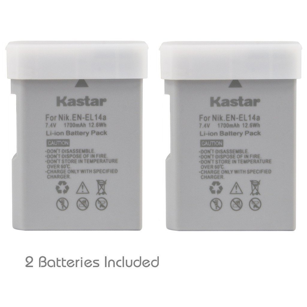 2x Kastar Battery for Nikon EN-EL14a D3100 D3200 D3300 D3400 D5100 D5200 D5300