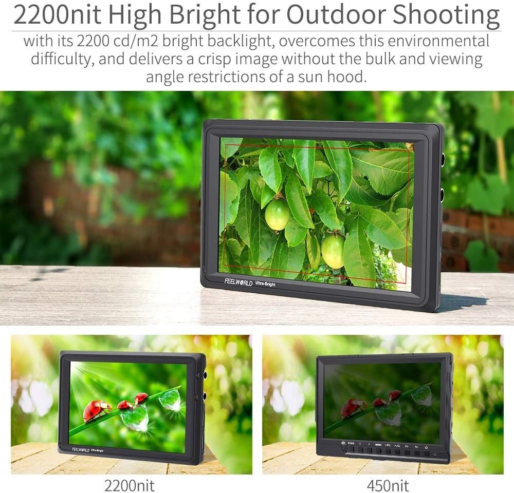 Feelworld FW279S 7 Inch 2200 nit Camera Field 4K Video Monitor + Extras