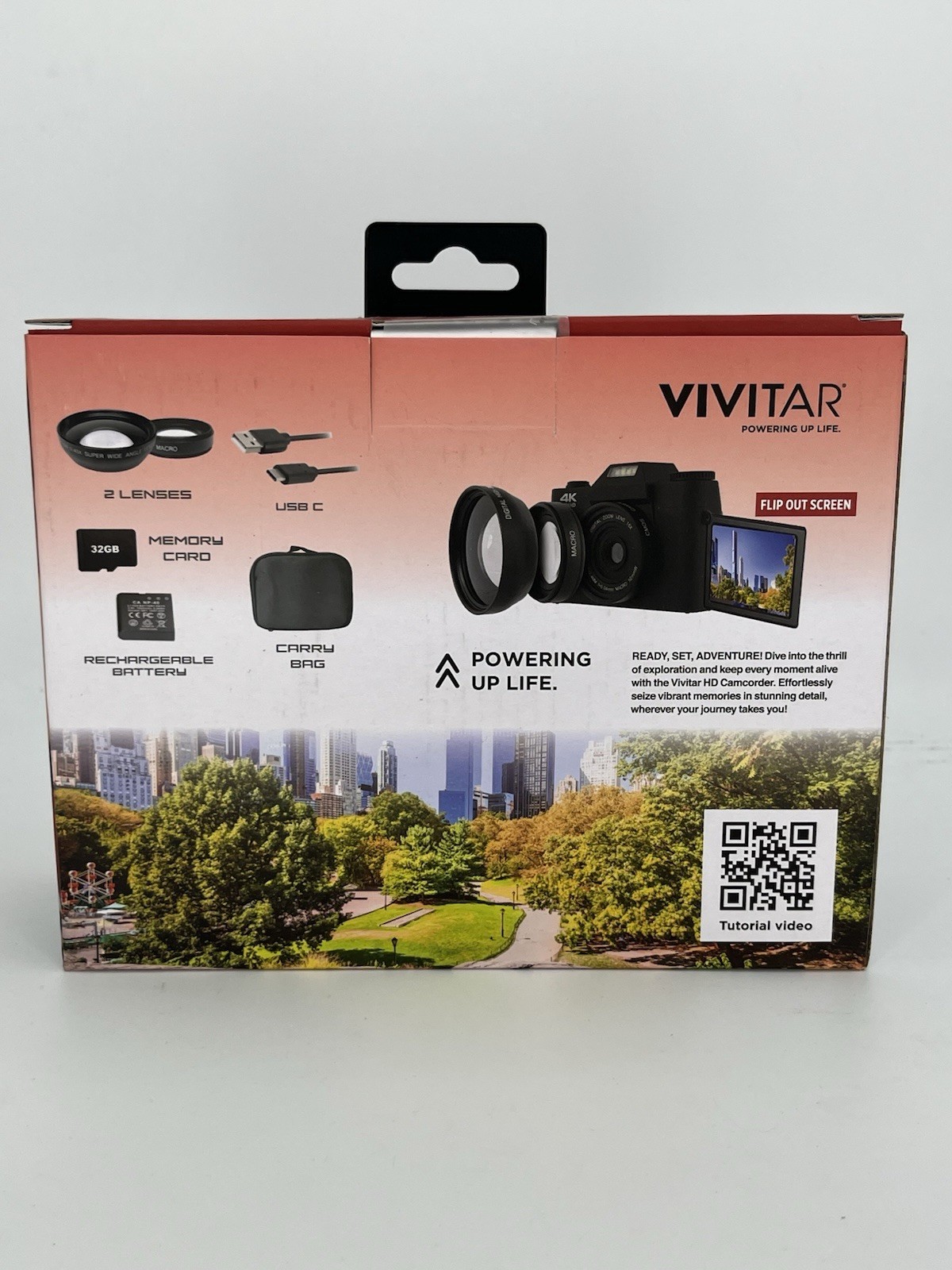 Vivitar VECXX100 4K Wi-Fi Digital Camera 56MP Flip Screen 32GB Kit 2 Lenses