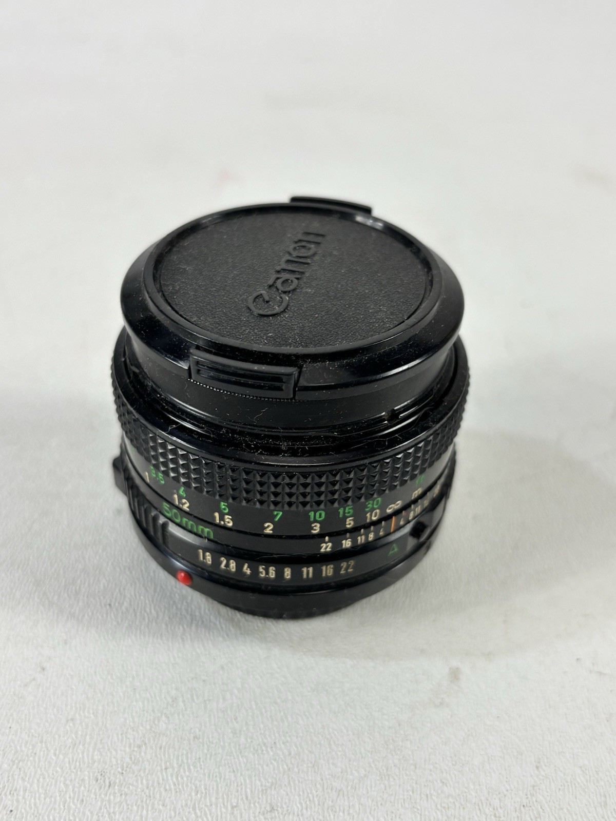 Canon Lens FD 50mm 1:1.8 with both Lens Covers Made in Japan
