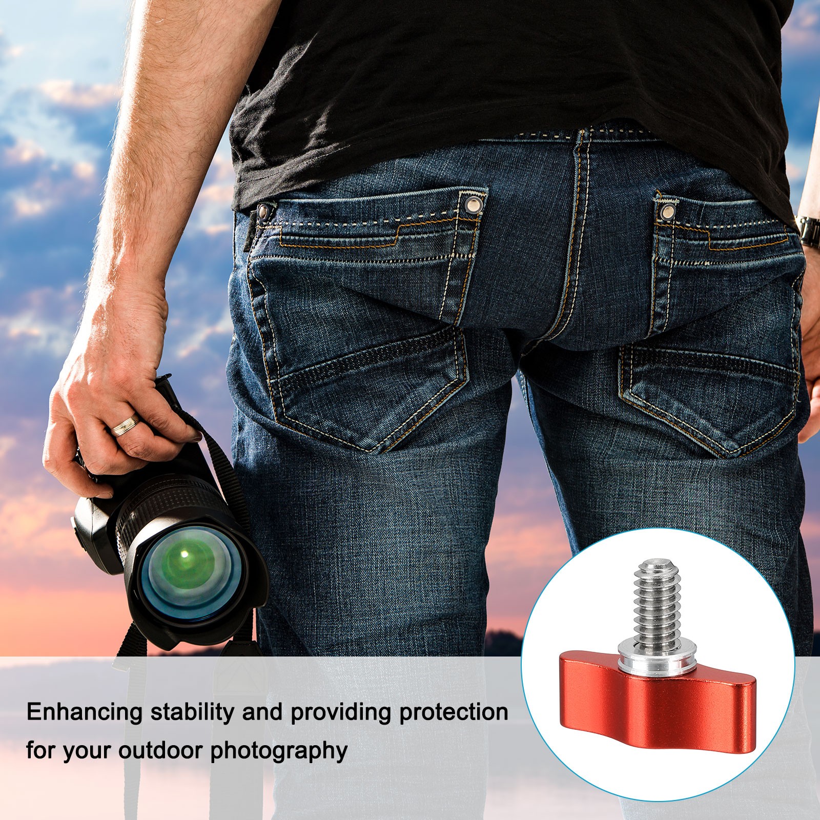 Clamping Screw Knob 1/4″ x 0.98″, 2Pcs Aluminum Alloy Camera Thumb Screws, Red