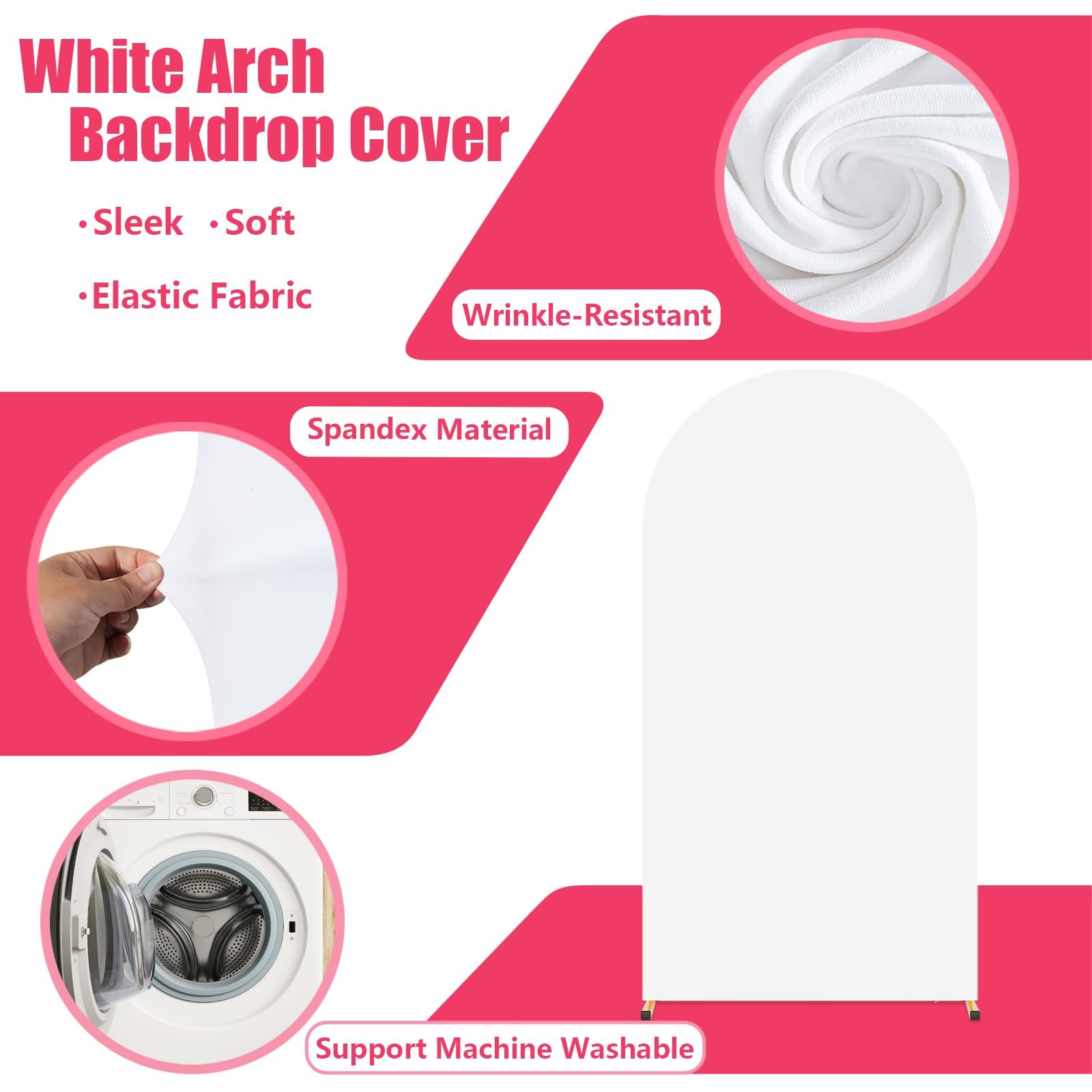 7.2FT Arch Backdrop Stand and White Cover Set,Wedding Arch Backdrop Stand,Bal…