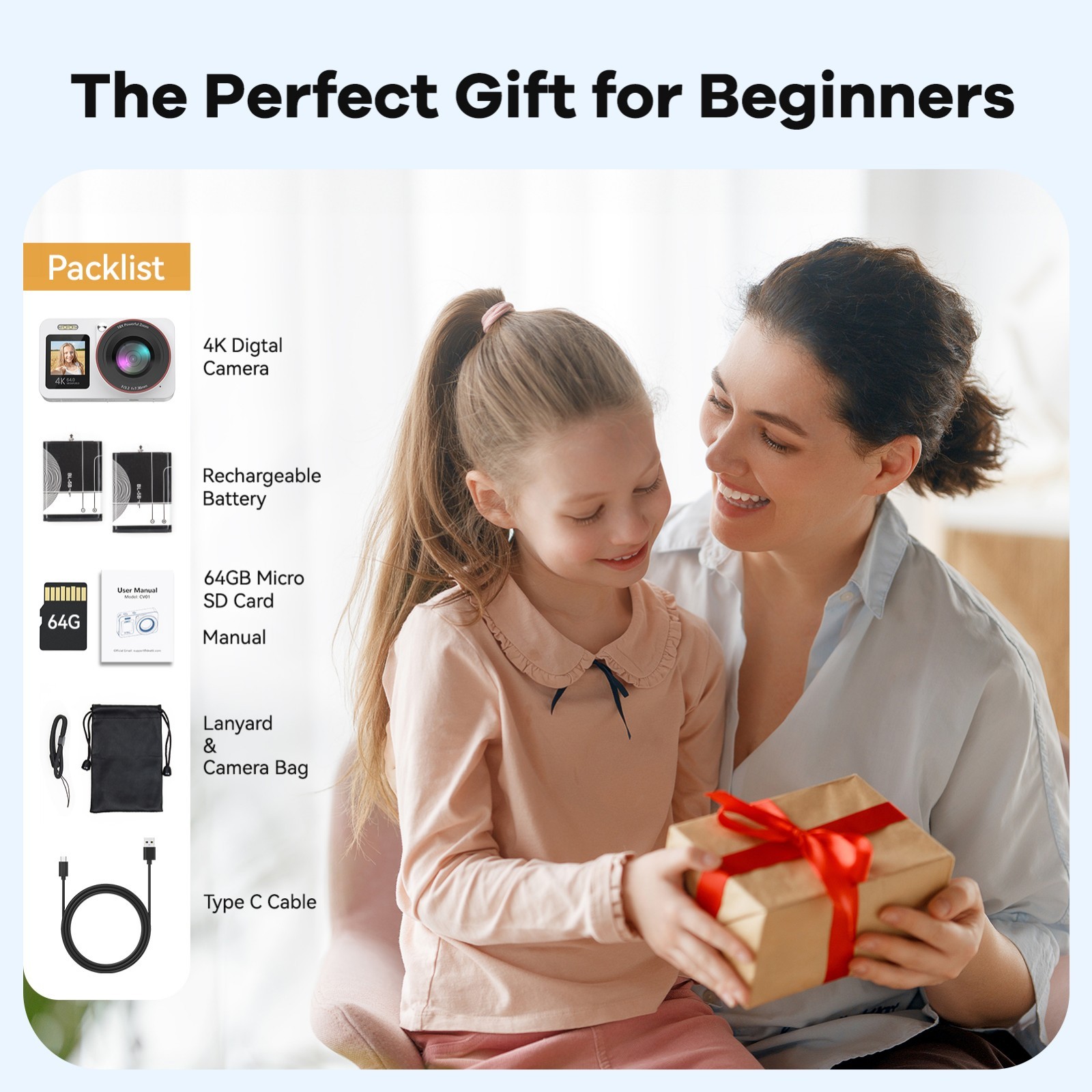 Digital 18X Zoom Camera FHD Compact Camera 64GB SD Card Children’s Day gift