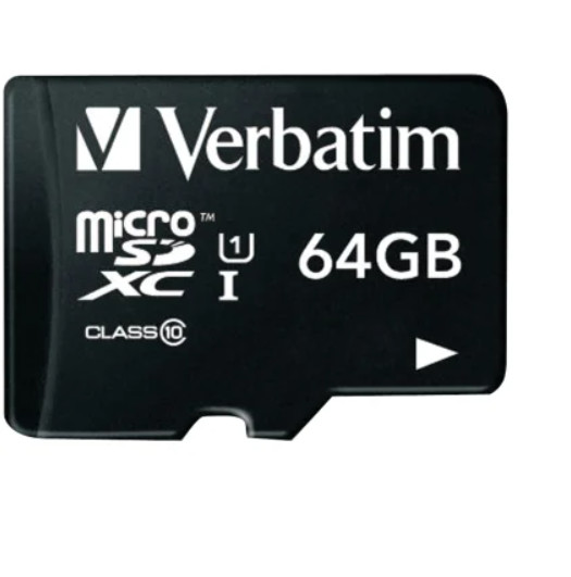 PE Verbatim® 64-GB Class 10, UHS-1 V10 U1 Premium microSDXC™ with Adapter