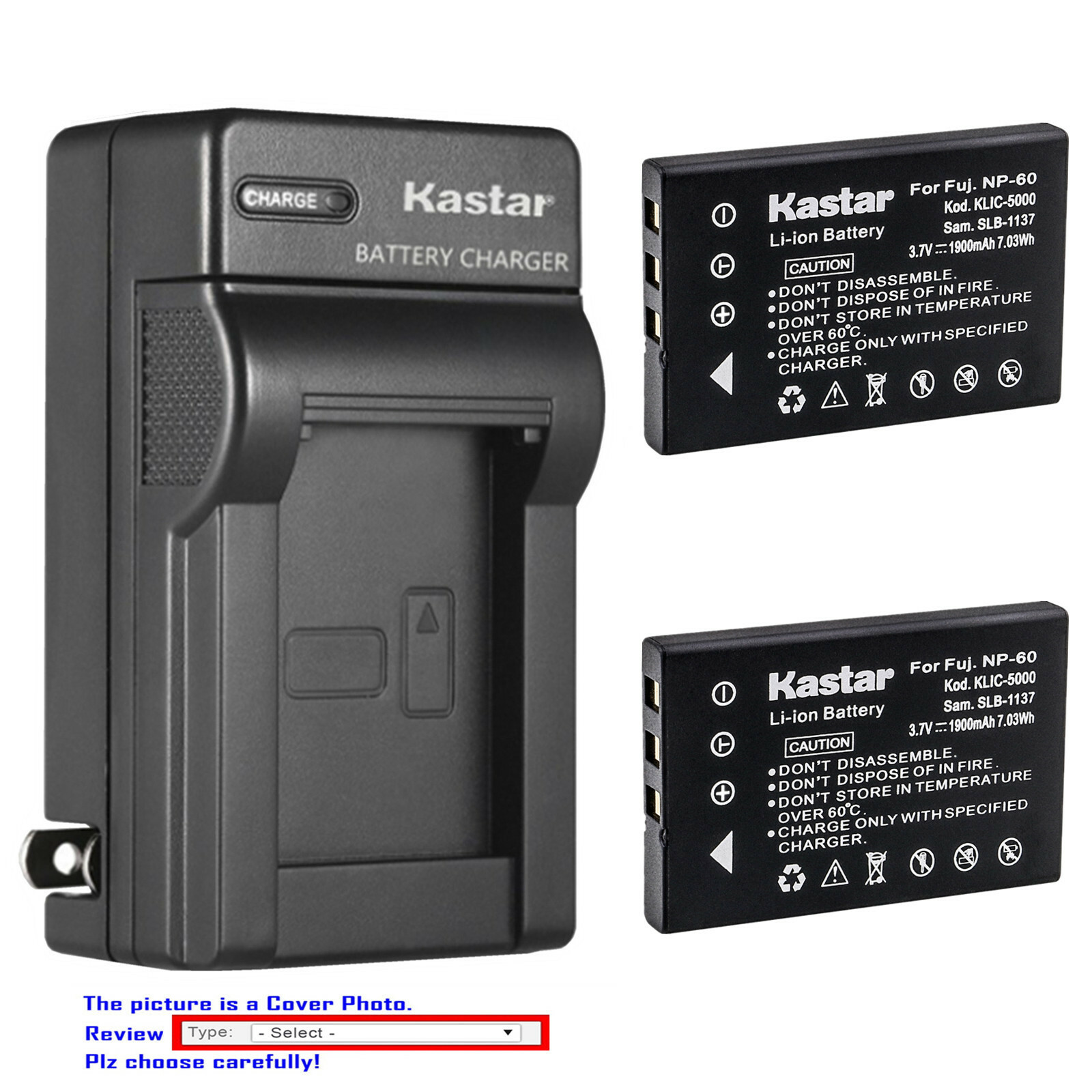 Kastar Battery Wall Charger for Kodak KLIC-5000 & Kodak EasyShare LS753 Camera