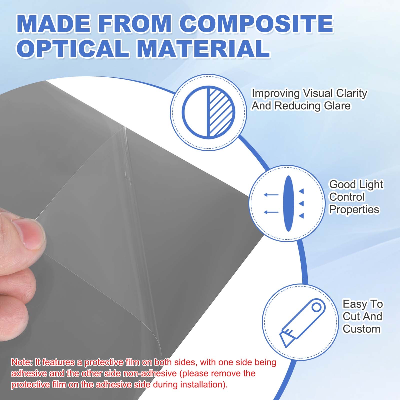 6.5″ Adhesive Polarized Film with Cleaning Kit, 0 Degree