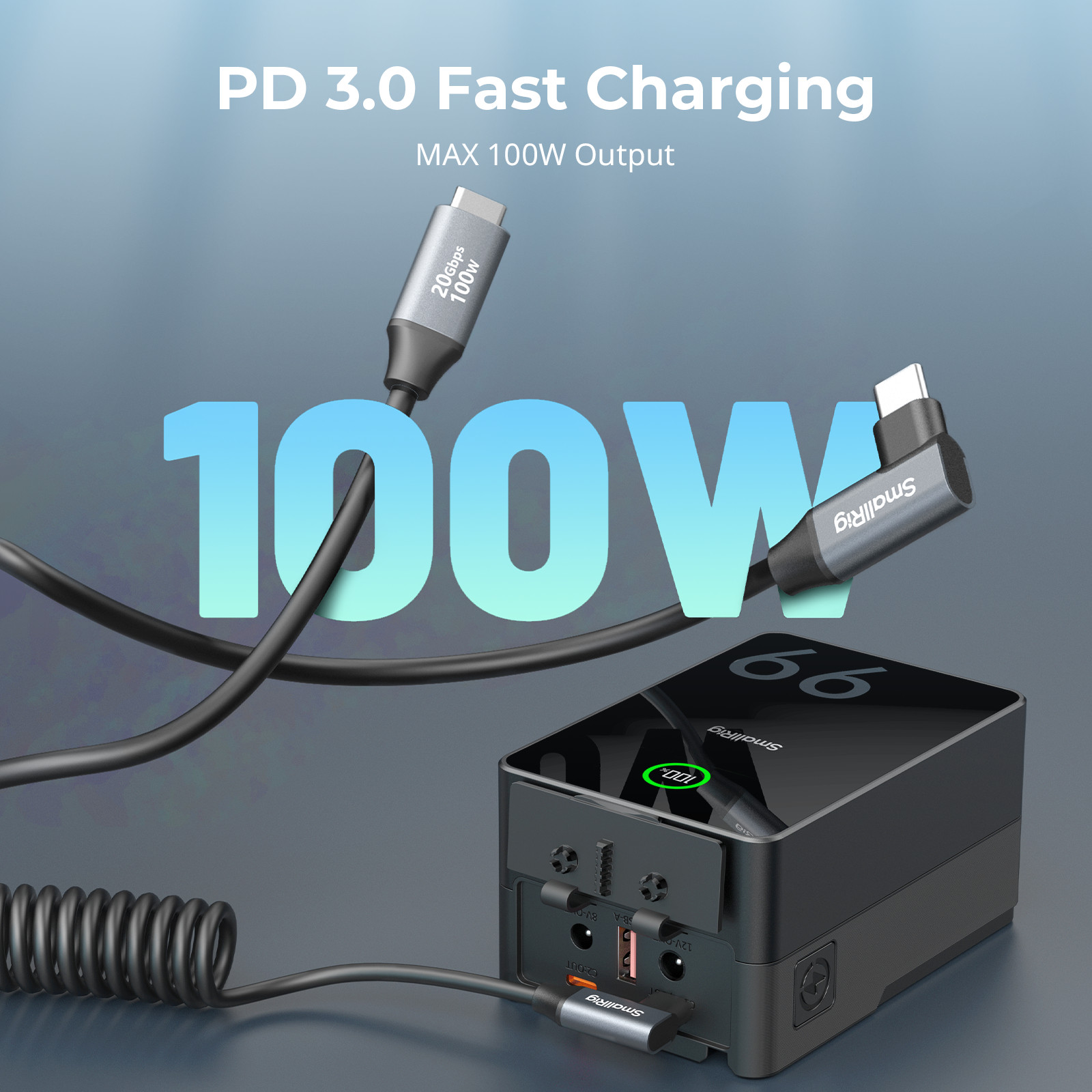 SmallRig USB C Coiled Cable, USB C 20Gbps Transfer, PD 100W Charging, for iPhone