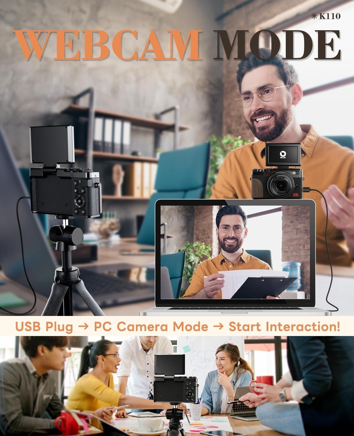 4K Digital Cameras 64MP 10X Optical Zoom 3” Camcorder WiFi for Beginner YouTube