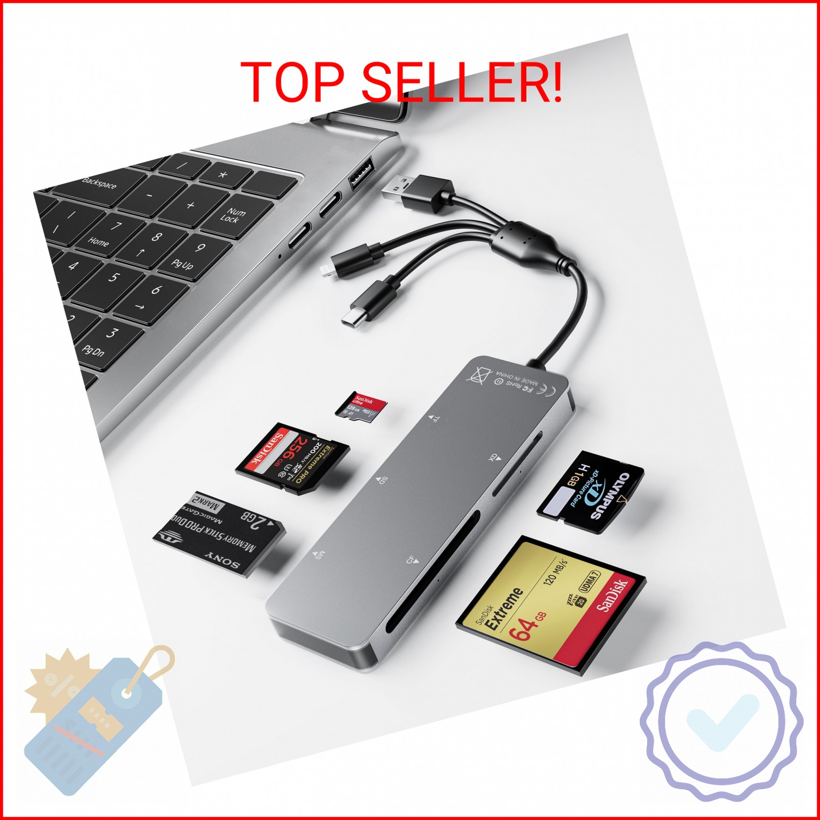 Memory Stick pro Duo Adapter 5-in-1 Multi Memory Card Reader Supports SD/TF/CF/M